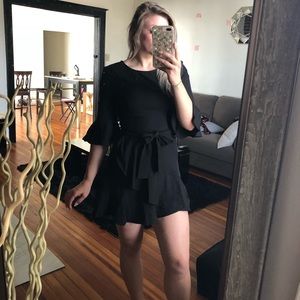 Black frill wrap dress